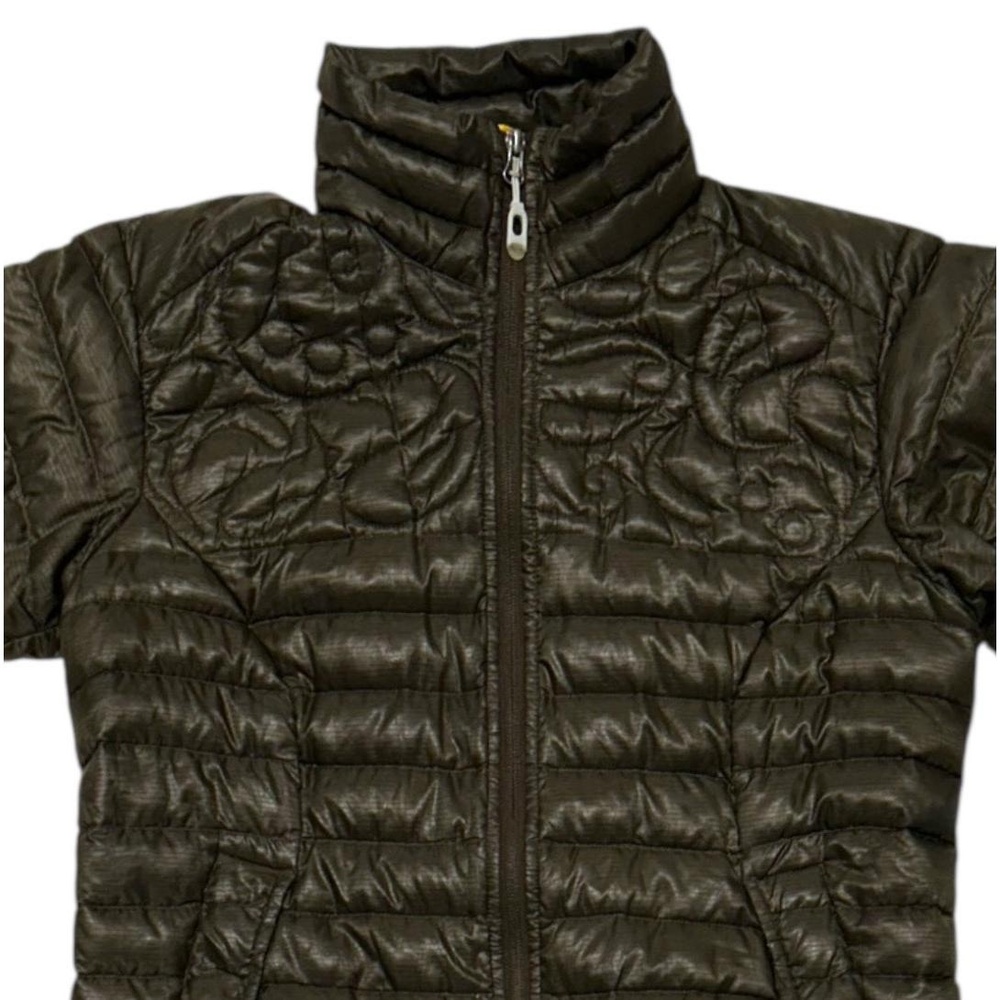 Mountain Hard Wear Womens Puffer Jacket M Dark Olive Quilted Floral Insulated - Picture 3 of 5
